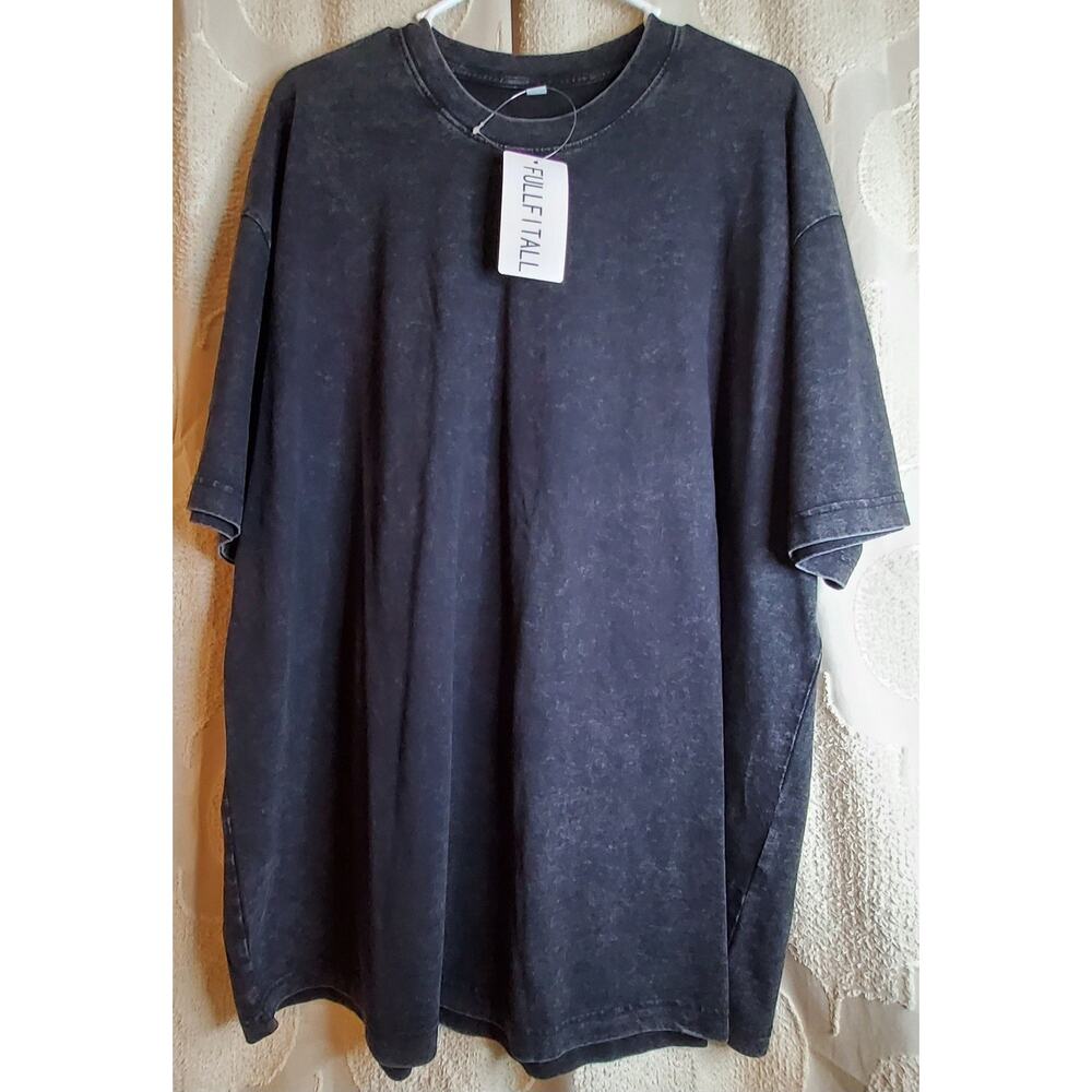 #697 Brand New With Tags Men's Vintage Fullfitall Black Acid Wash Shirt Size 2XL